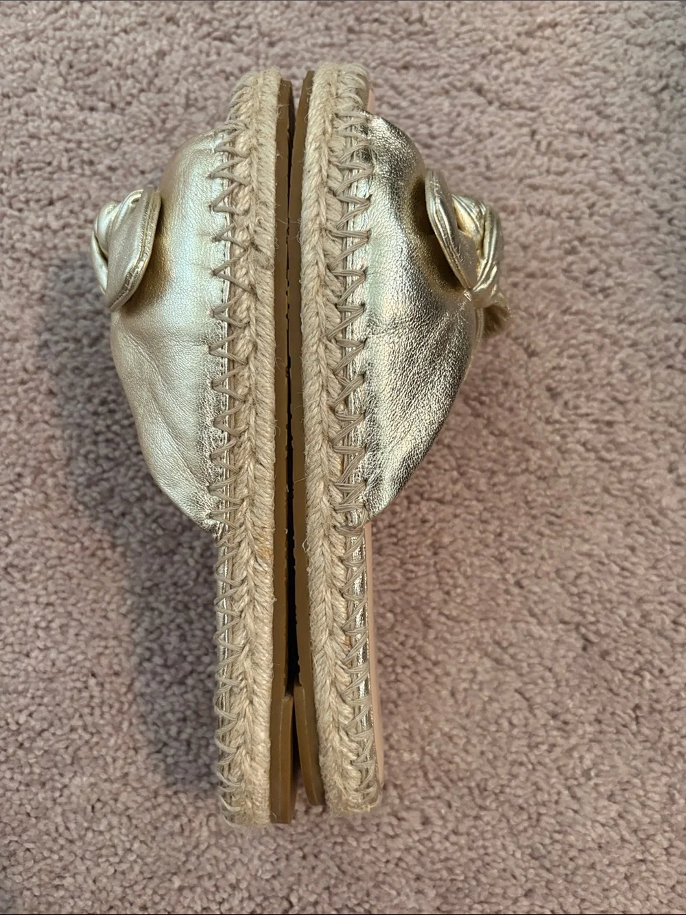 kate spade Metallic Gold Knotted Leather Sandals